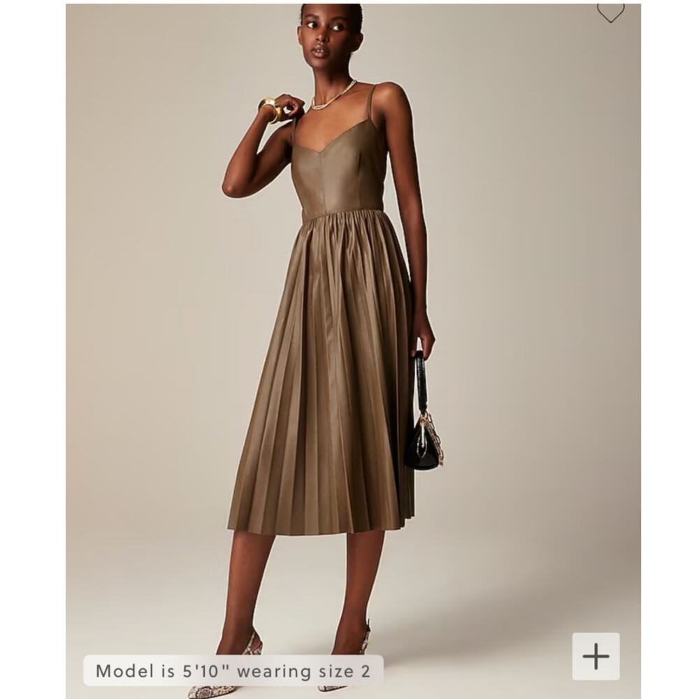 J. Crew Collection Pleated Dress in Faux Leather Size 0